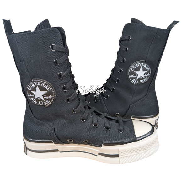 Converse Chuck 70 XHI Platform Calf Extra High Zip Sneaker Black White Women 7.5 - Picture 1 of 9